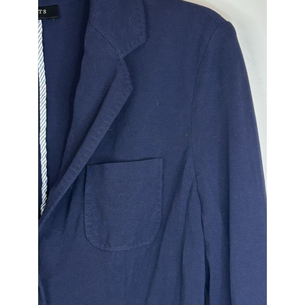TALBOTS Blazer Navy Blue Women 10 Single Breasted Cotton Jacket Nautical Office - Picture 6 of 14